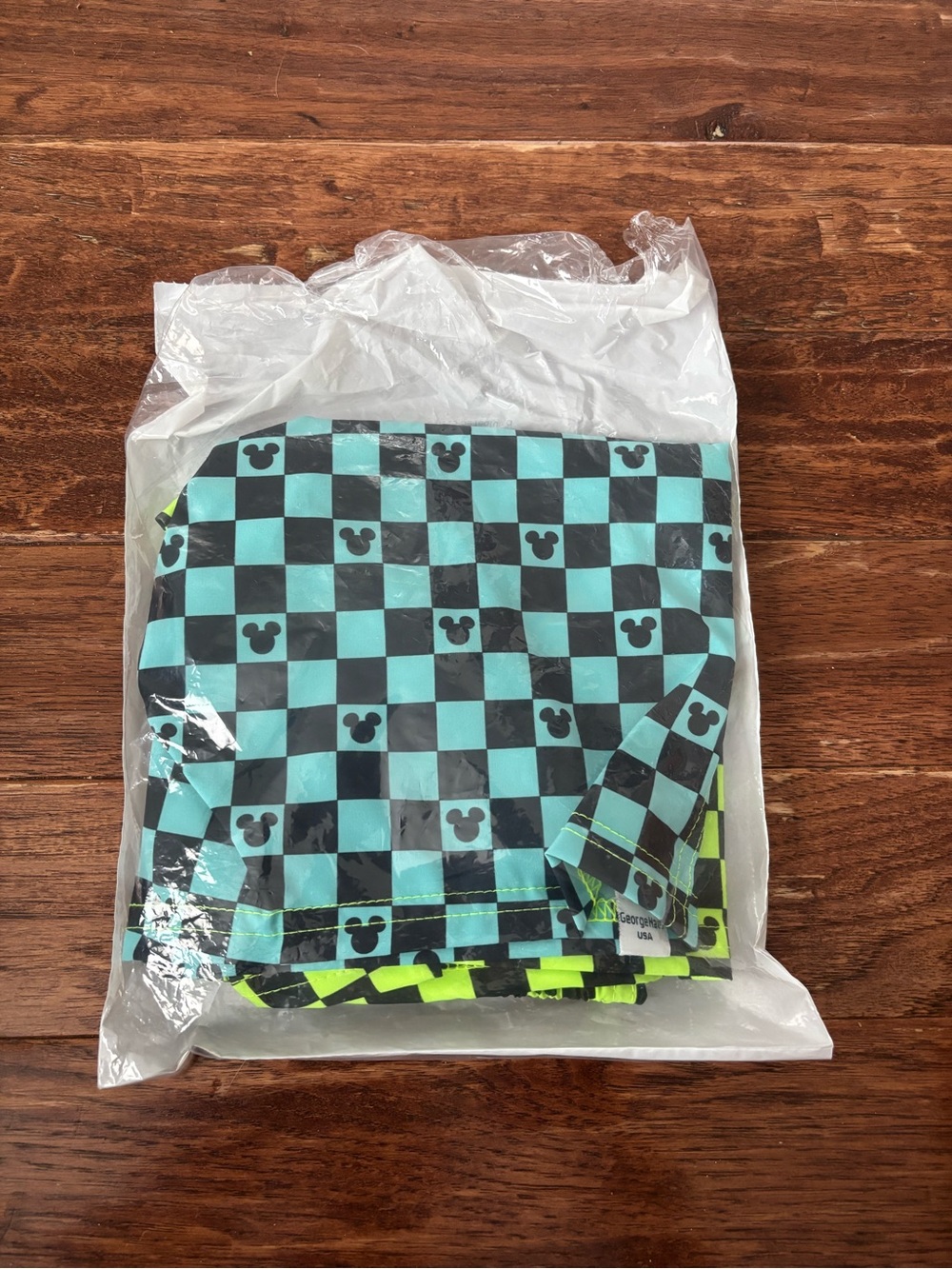 George Hats 8/9 Mickey Disney Hybrid Shorts Green Blue Check Swim Swimsuit